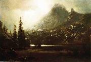 Albert Bierstadt By_a_Mountain_Lake oil painting on canvas
